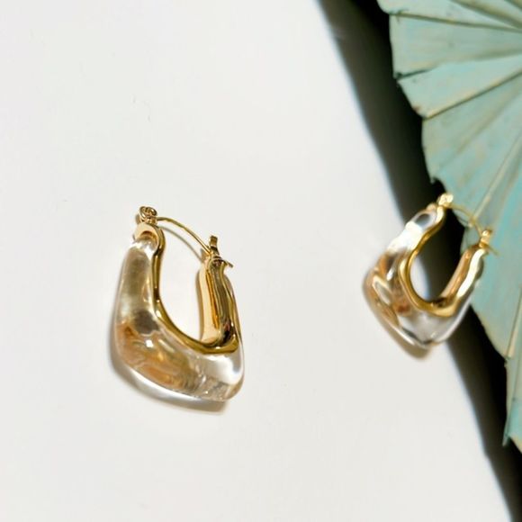 Anthropologie Jewelry - #72 Anthro Crystal earrings in gold tone hardware and clear crystal